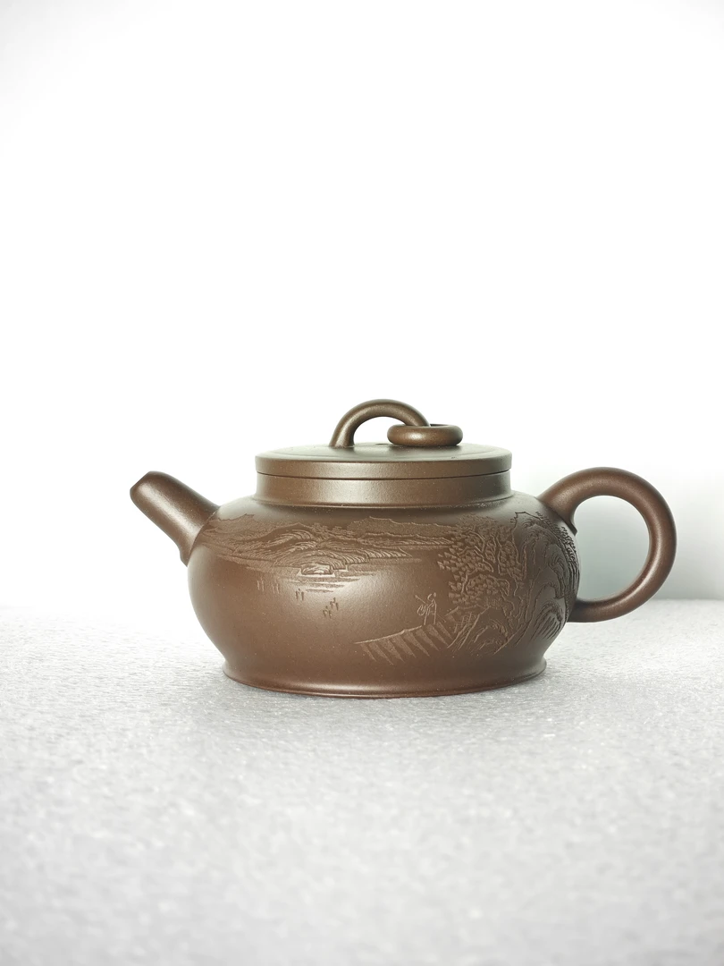 李郷 大蕴双圈壶  老紫泥  250cc（48）