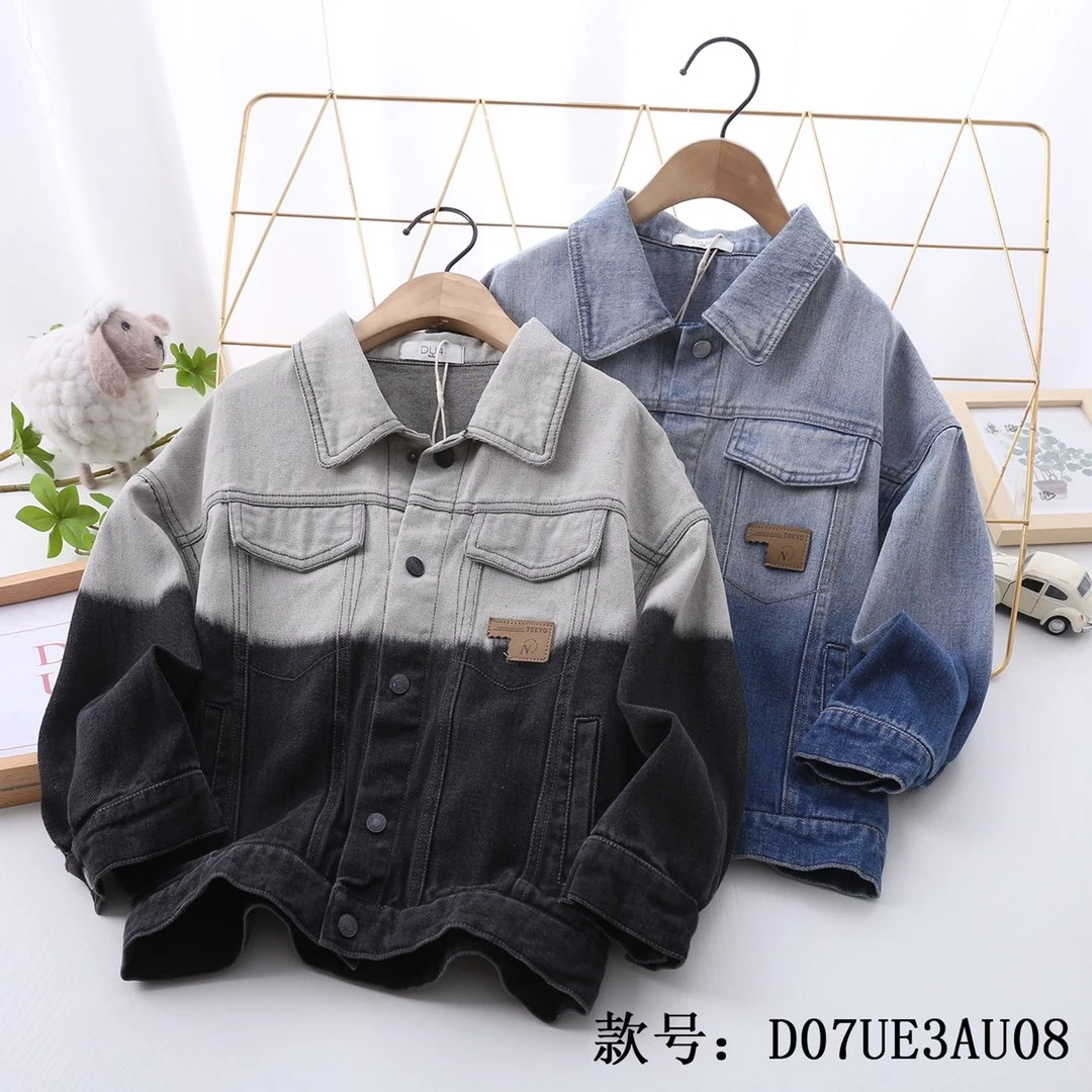 DU4儿童休闲外套 2au01男童女童中大童休闲牛仔棋盘格格子外套