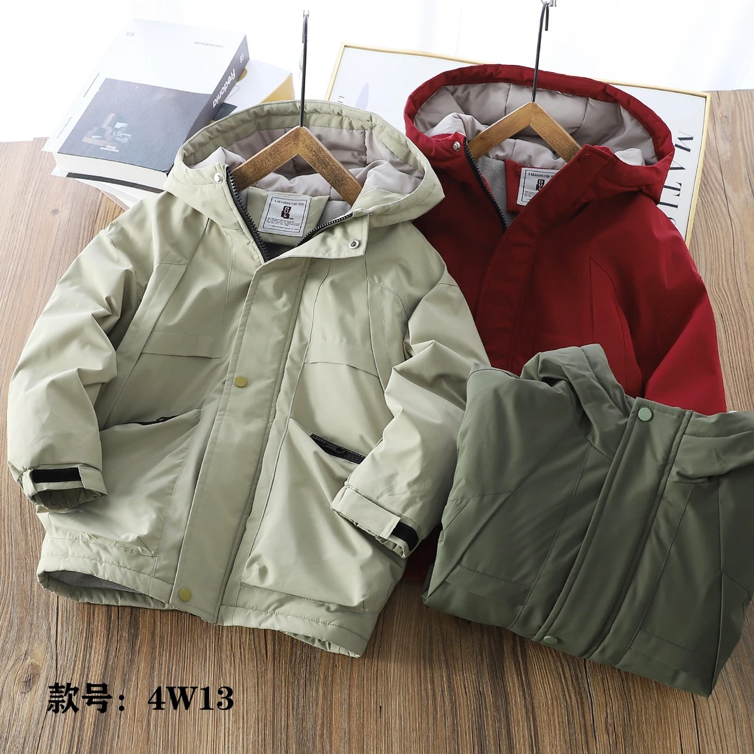 DU4过年亲子装男童棉衣加绒外套棉服4w13加厚保暖连帽儿童