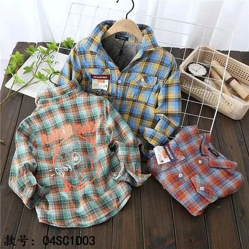 DU4衬衫洋气1D03秋季中大童韩版宽松外套长袖衬衣男女孩