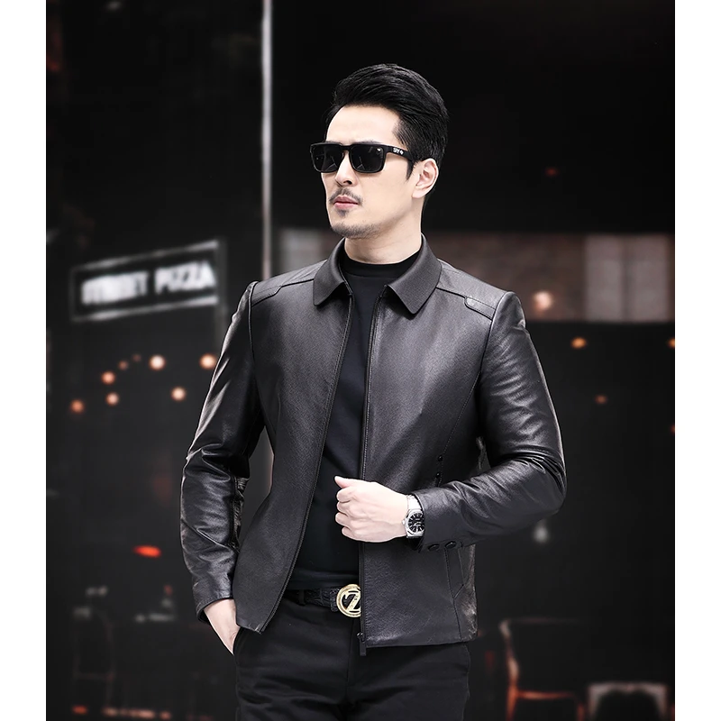 2065海宁真皮皮衣皮夹克秋冬时尚保暖男士春秋休闲商务