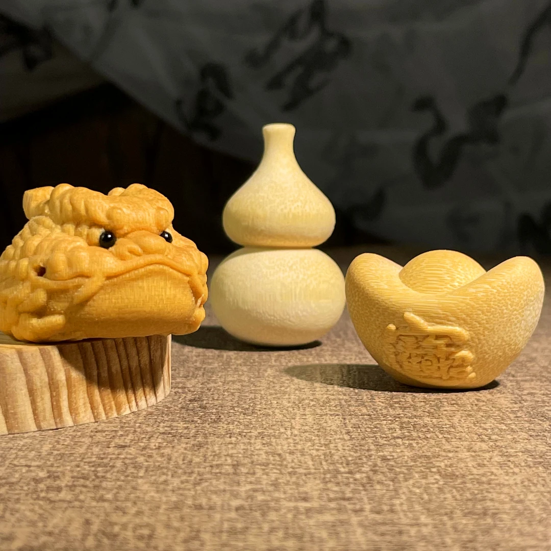 【御泓轩】龙蟾直径4.0左右+新款小葫芦+小元宝竹雕刻 送油手套刷子