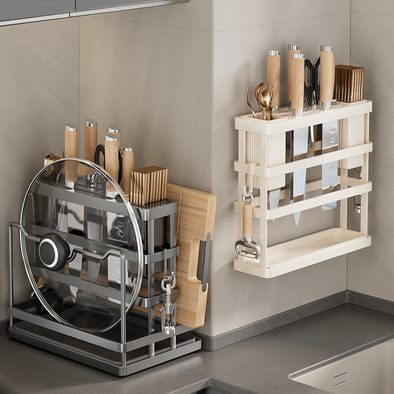 厨房刀具置物架菜板架家用多功能菜刀筷笼一体砧板壁挂收纳神器