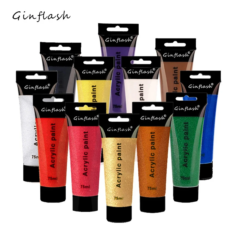 Ginflash丙烯单管桶装颜料75ml/2L绘画涂鸦墙绘DIY机构美术颜料