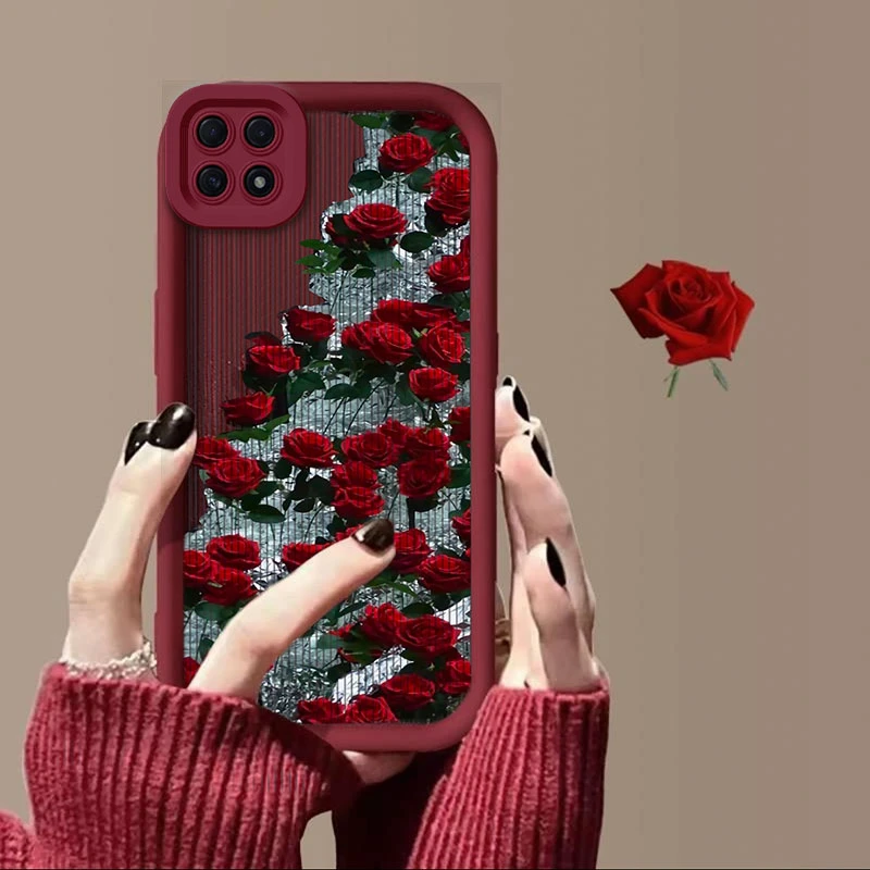 竖纹玫瑰OPPOA72手机壳A55金刚砂A52防摔A55全包镜头天眼潮ins