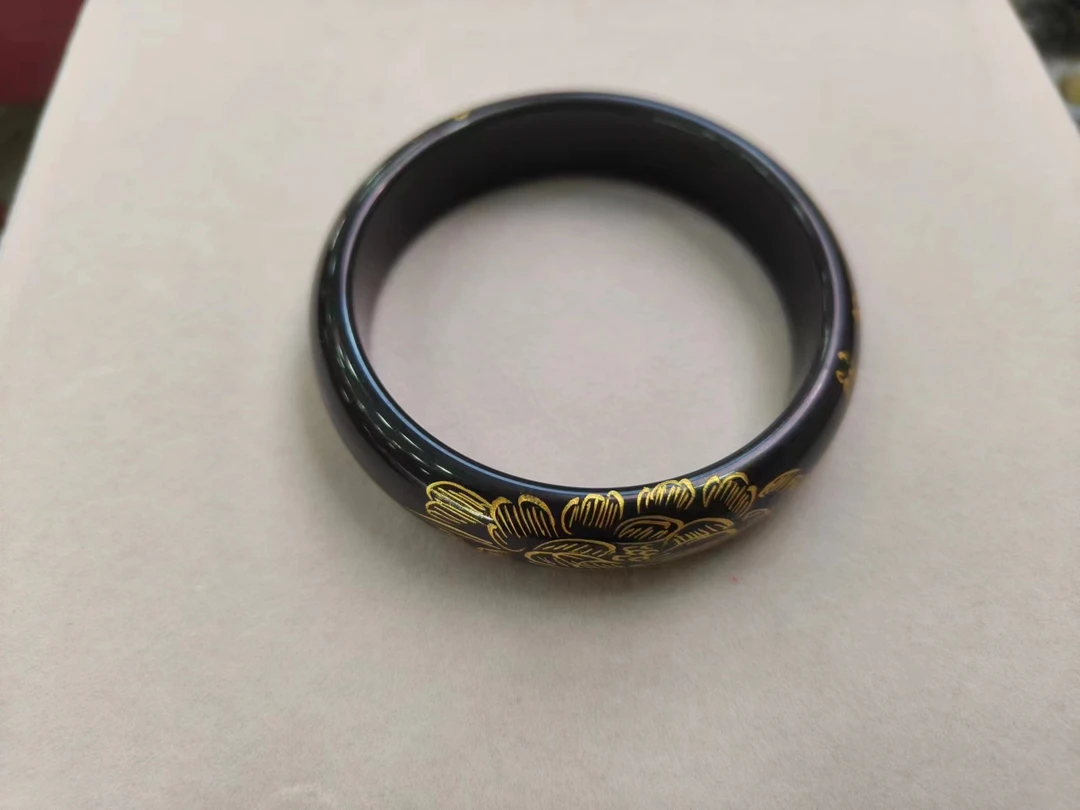 玉师集团 SZ002 新疆和田玉青玉 花开富贵手镯