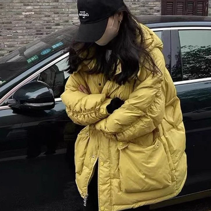 2023新款韩版羽绒服女中长款东大门休闲宽松白鸭绒保暖潮中款外套