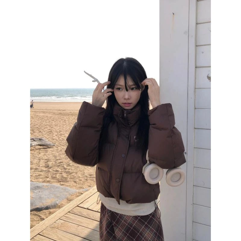 美式复古短款棉服女2023新款冬季面包服美拉德外套宽松加厚棉衣潮