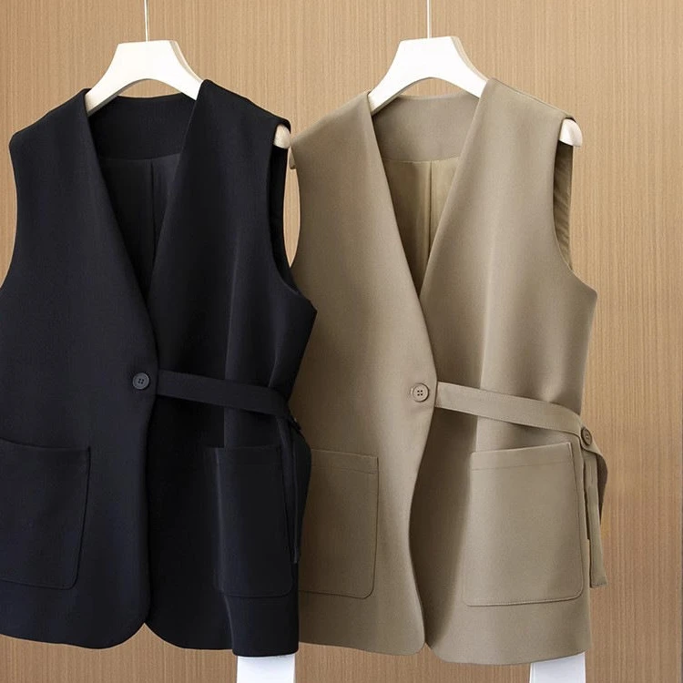 2024春秋新款大码女装西装马甲百搭洋气显瘦时尚背心外搭西服马夹