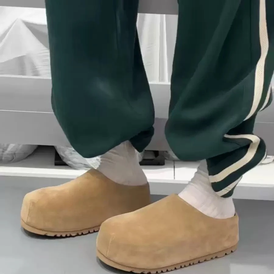 【断码清货】牛反绒包头半拖女春秋增高厚底勃肯鞋一脚蹬懒人拖