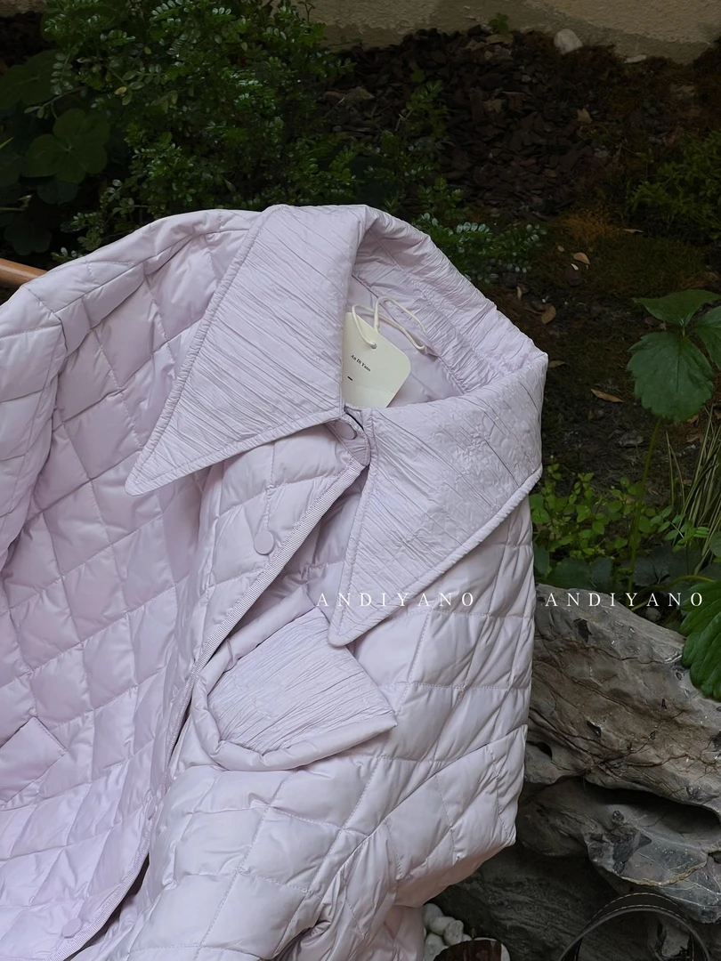 ANSHUYU原创设计小香风轻薄短款衬衣领羽绒服时尚外套2325