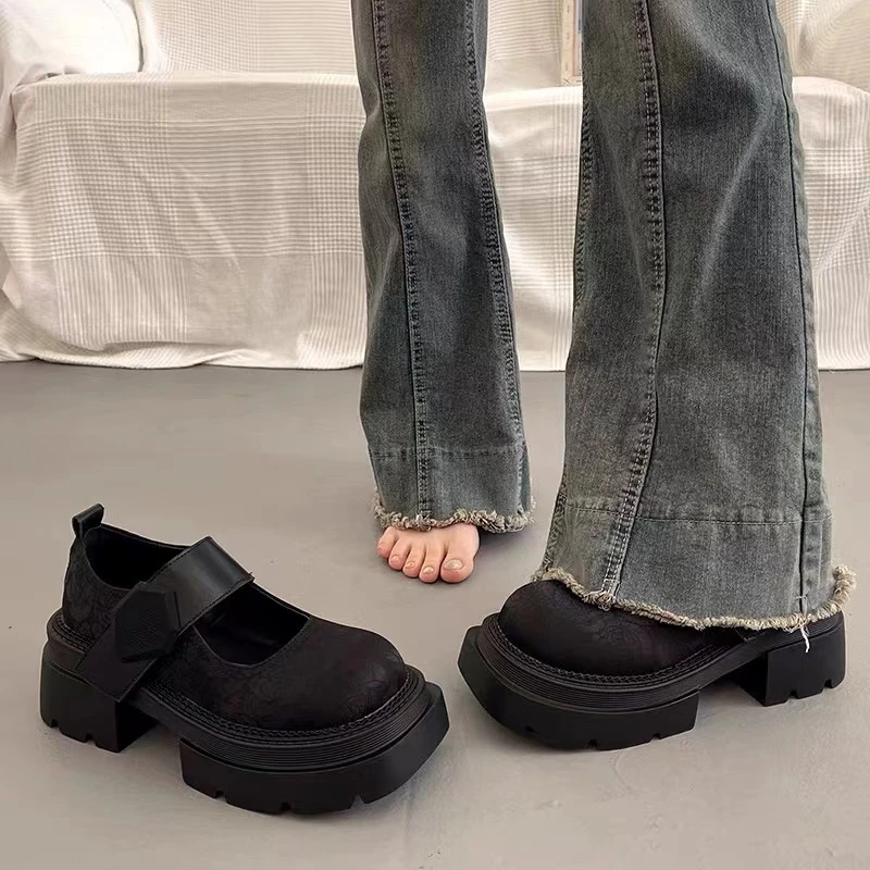 法式玛丽珍厚底单鞋女春秋复古英伦风024新款配裙子乐福鞋TG0301