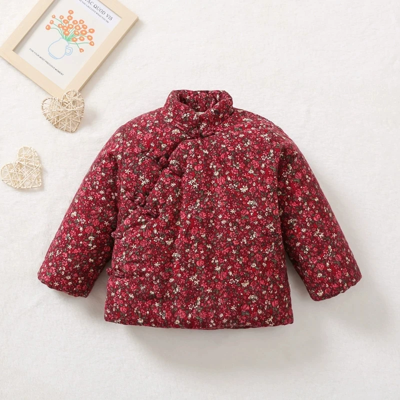 宝宝纯手工棉花碎花棉衣棉袄小孩加厚棉服婴幼儿童装幼儿上衣女童