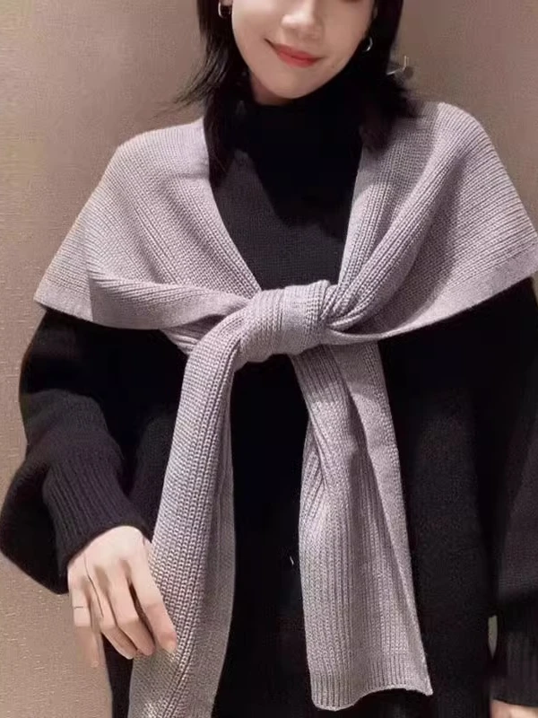 【商场同款】2025秋冬新款时尚百搭简约针织保暖女士围巾5800043