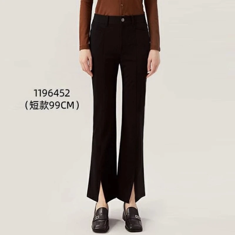 【商场同款】西装秋弹力修身高腰显瘦开叉微喇休闲裤女1196452