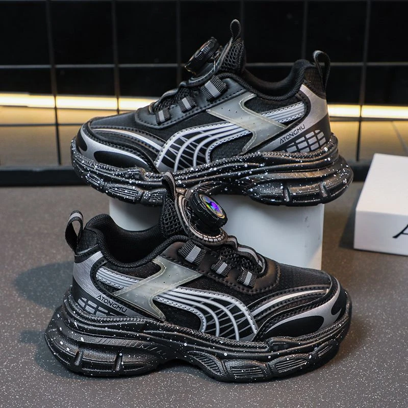 男童运动鞋2023秋冬新款皮面防水儿童运动鞋中大童男孩防滑跑步鞋