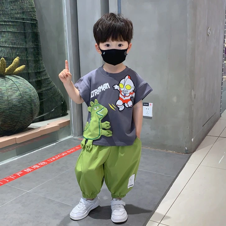 男童夏装奥特曼卡通儿童短袖套装2023款小孩休闲潮帅薄款洋气童装