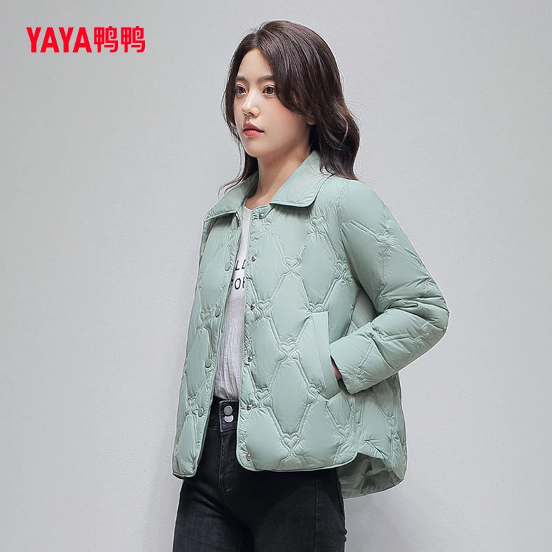 YAYA/鸭鸭秋冬新款羽绒服轻薄时尚气质衬衫领百搭休闲短款保暖潮