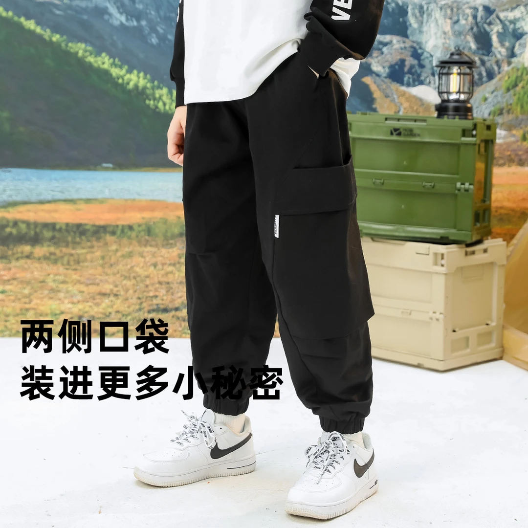 Discovery儿童休闲裤中大童春秋款工装宽松束脚裤男童DAXM85600