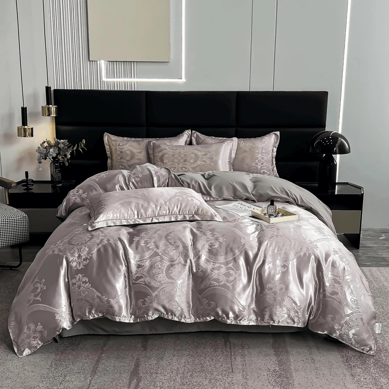 轻奢欧式贡缎提花四件套单件被套双人被套高档被罩三件套床上用品