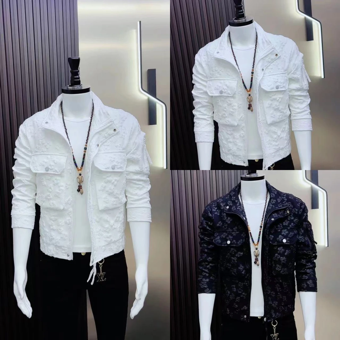 简约男士立体花朵潮流夹克韩版帅气修身外套