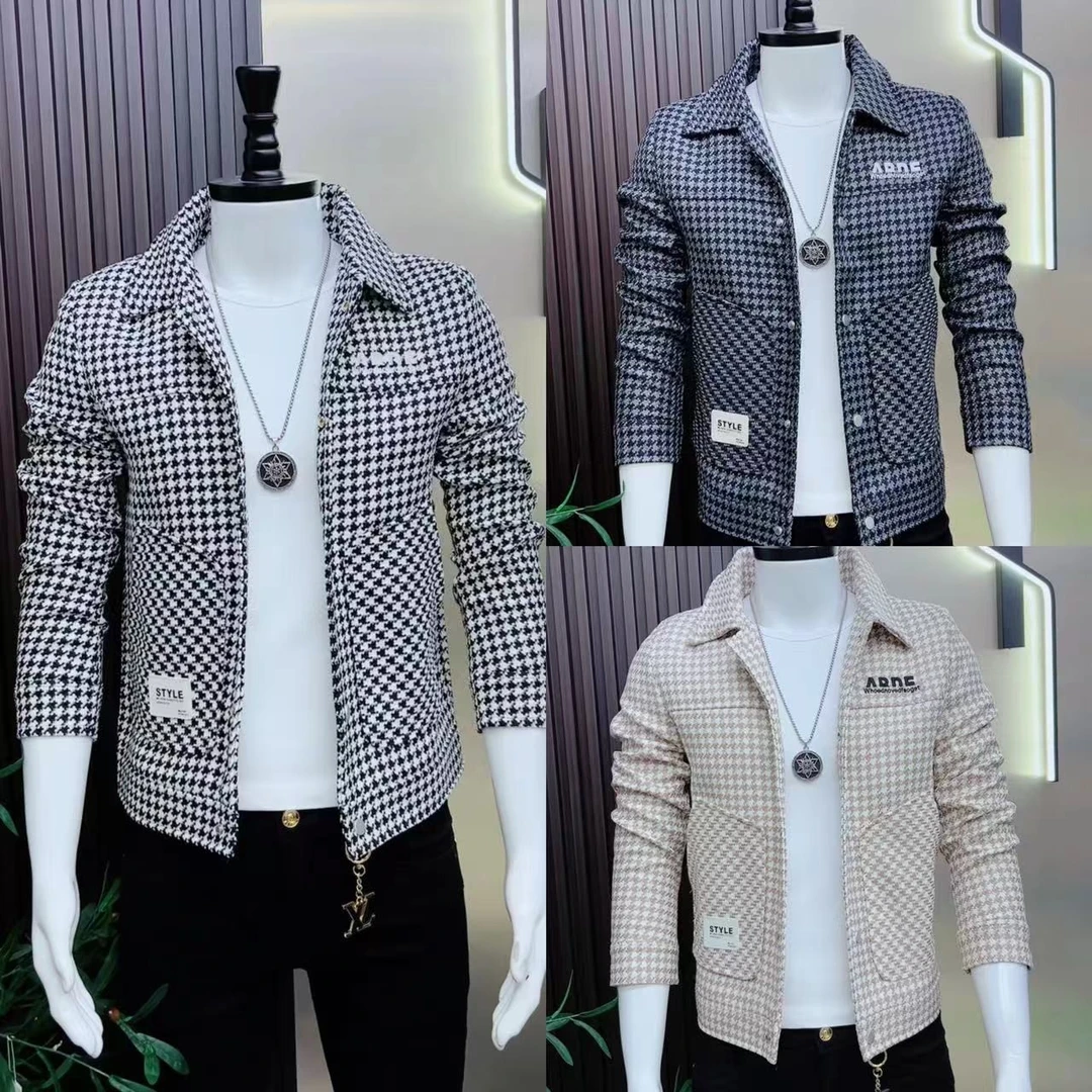 时尚千鸟格个性简约男士休闲百搭外套