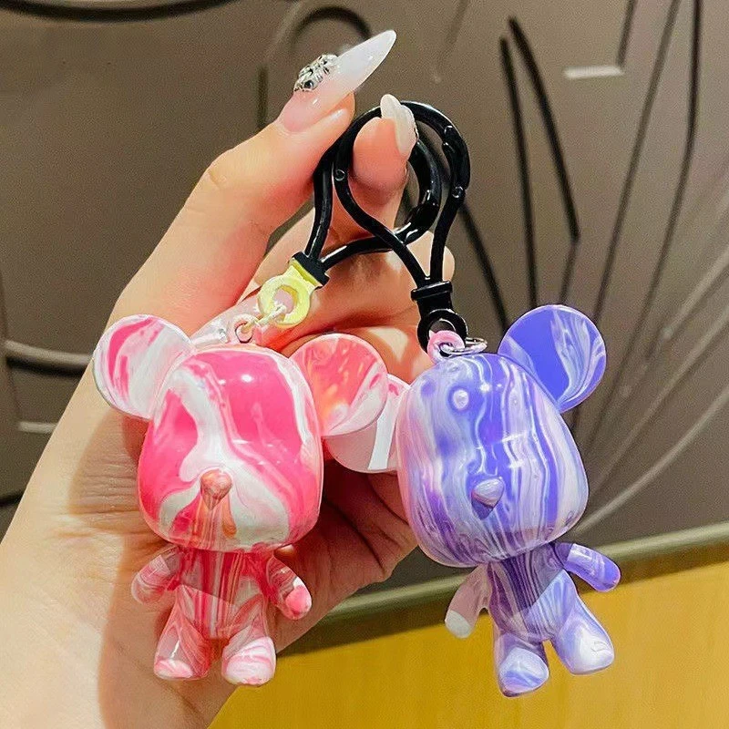 DIY涂鸦钥匙扣小熊材料手工上色涂鸦