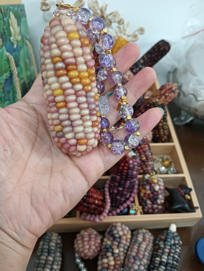 粉血丝文玩DIY玉米球