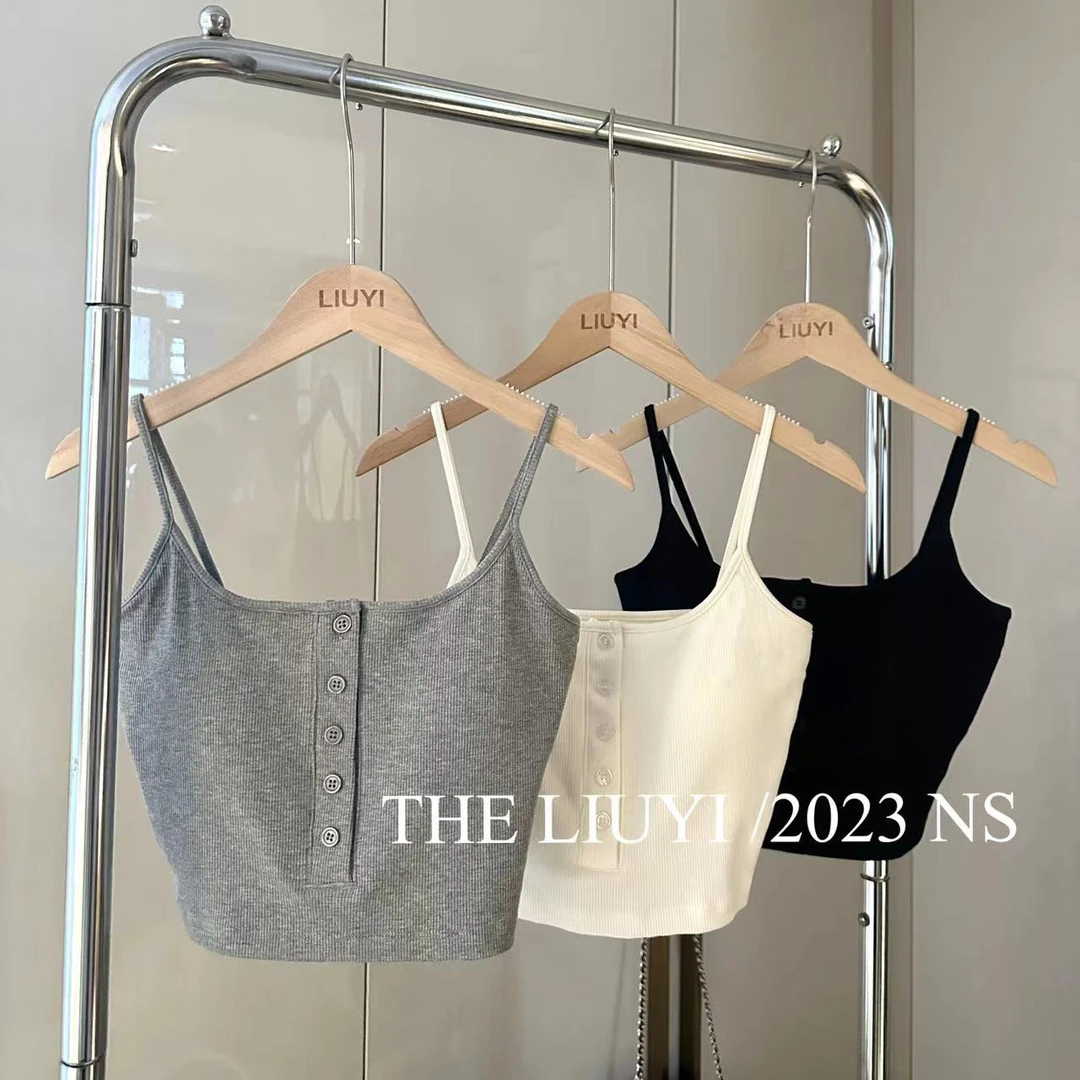 【LIUYI】纽扣吊带～胸垫一体式内搭上衣36121