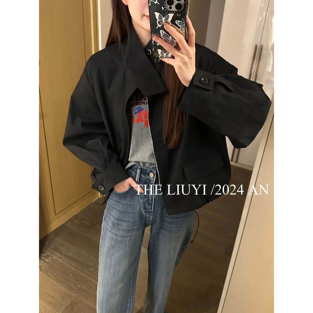 【LIUYI】墨尔本～秋季短款立领夹克风衣外套48143