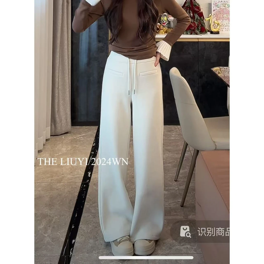【LIUYI】口袋卫裤~冬季加厚绒百搭直筒休闲裤412068