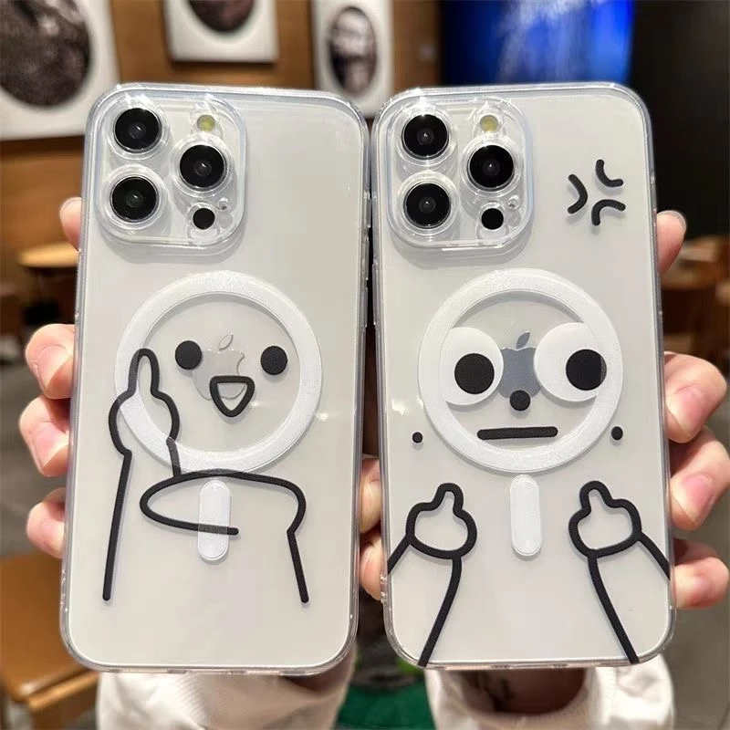 magsafe磁吸适用苹果15promax手机壳iPhone13/14小柴人11搞怪78P