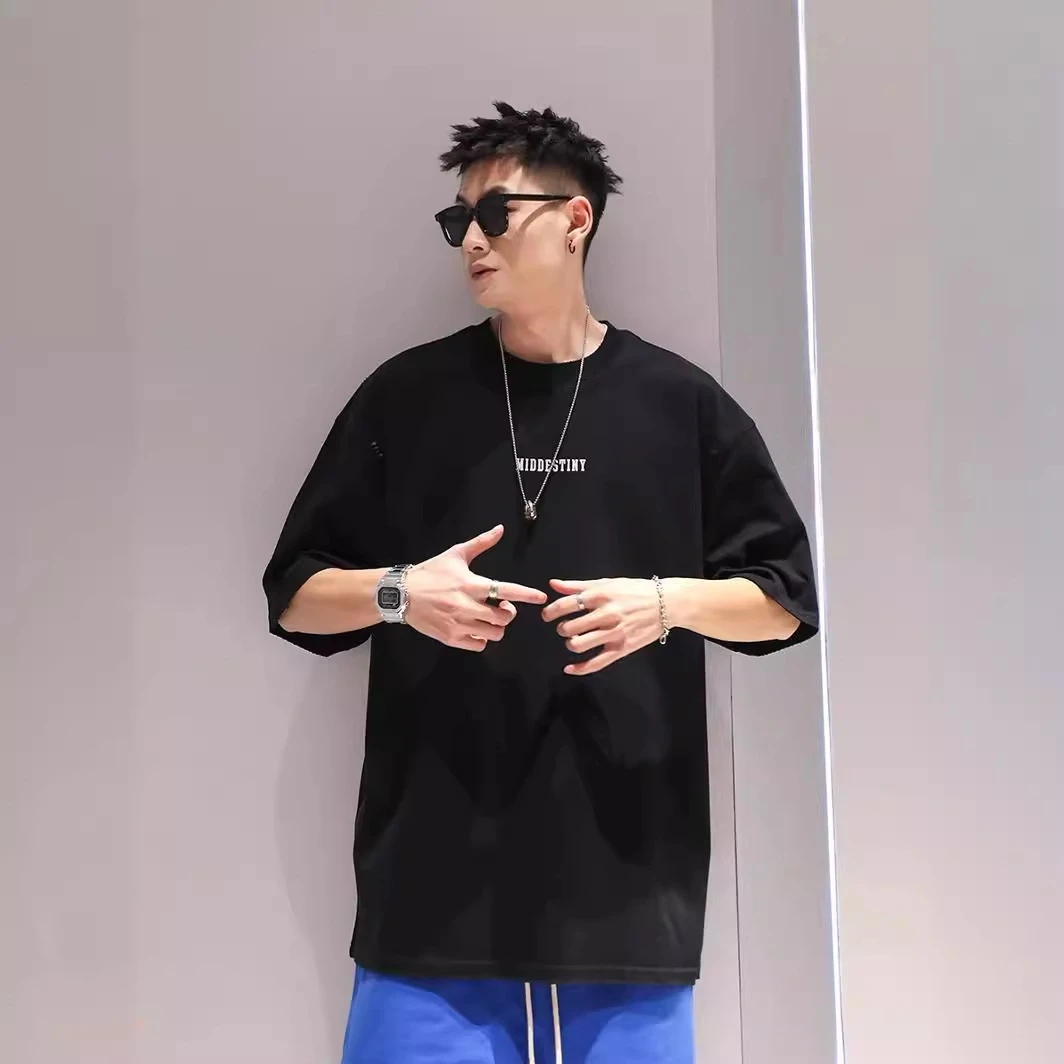 2024男日系短袖T恤男夏季潮牌重磅纯色宽松男生韩版半袖体恤