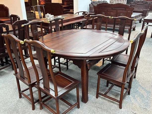 伸缩拉伸折叠圆餐桌家用经典中式家具