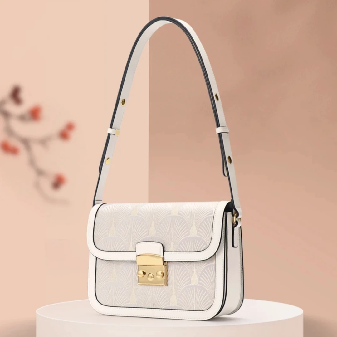 杏棠新中式国风轻奢白色真皮女士单肩腋下松弛感夏季百搭简约包包