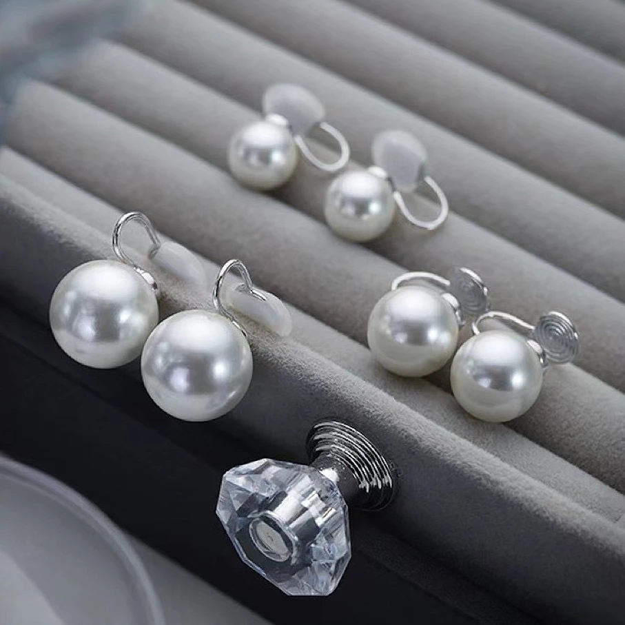 925银耳饰 耳夹强光正圆素珠女轻奢高级感耳环耳饰精致百搭