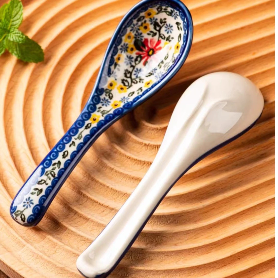 （2）波兰釉下彩高温瓷雏菊勺子家用饭勺小汤勺