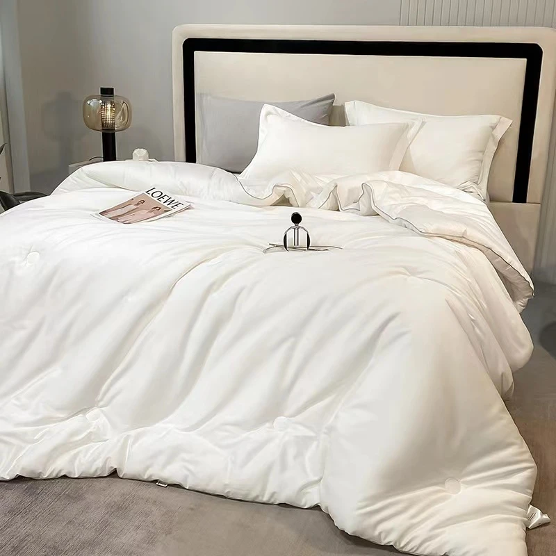 高端全棉大豆被长绒棉被芯纯色春秋被纯棉二合一子母被加厚冬被