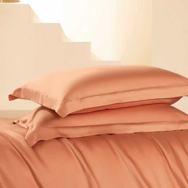 酒店夏季天丝枕套一对装家用高级亲肤简约纯色单人学生宿舍枕头套