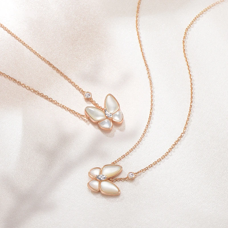 铜合金项链 精工版母贝蝴蝶百搭女小众轻奢高级感气质锁骨链送礼