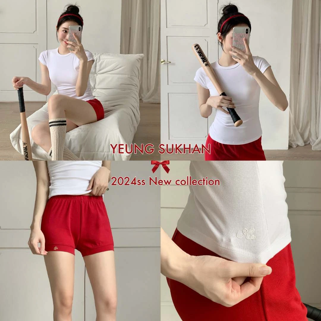 YEUNGSUKHAN/正肩Tee+艾扬格短裤 修身显瘦短袖 松紧腰瑜伽三分裤