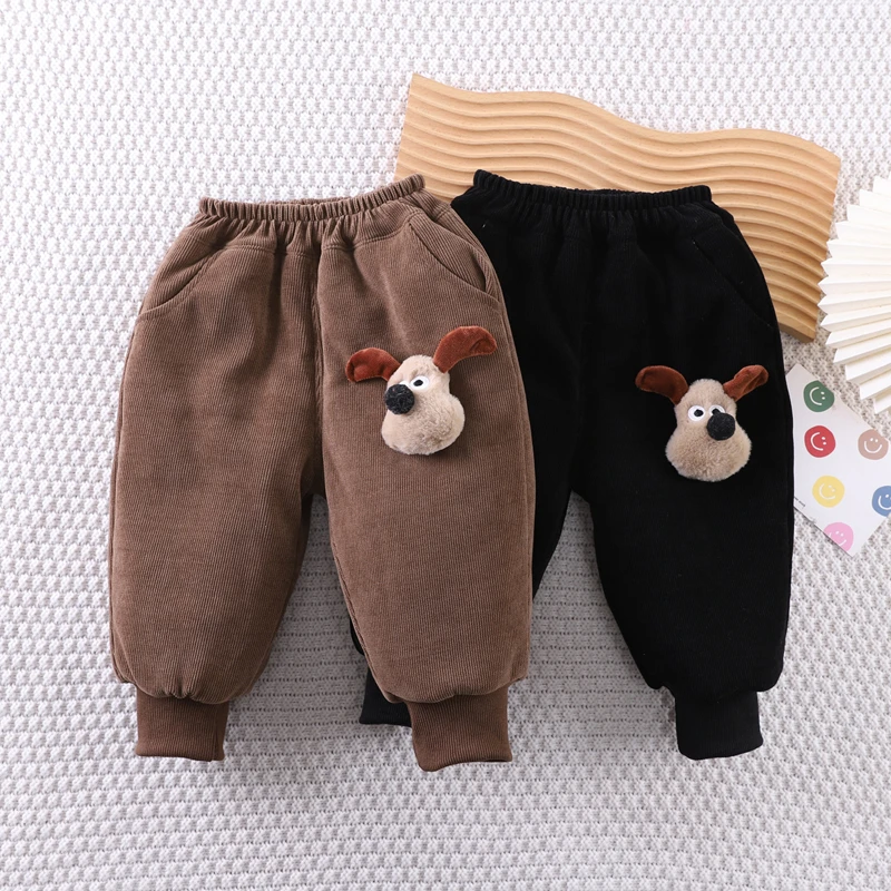 新款冬季加棉加厚裤子2023新款洋气宝宝时尚中小童秋冬款休闲裤