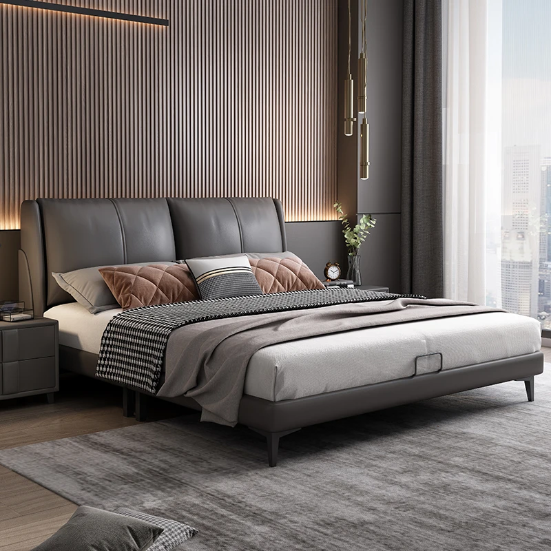 双人床简约现代轻奢北欧皮床1.5米1.8米主卧室双人床大小户型儿童