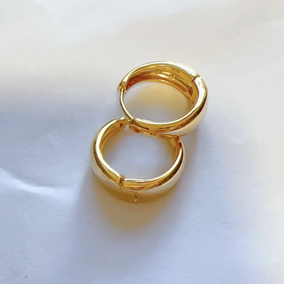 钛钢耳饰 【2025新款】简约光面大耳扣 时尚气质轻奢圈圈金色小众