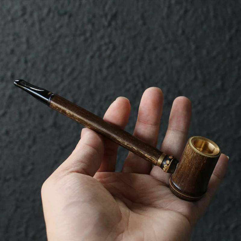 纯手工制作天然紫竹过滤小烟斗竹制把玩可拆卸烟袋锅粗烟两用烟具