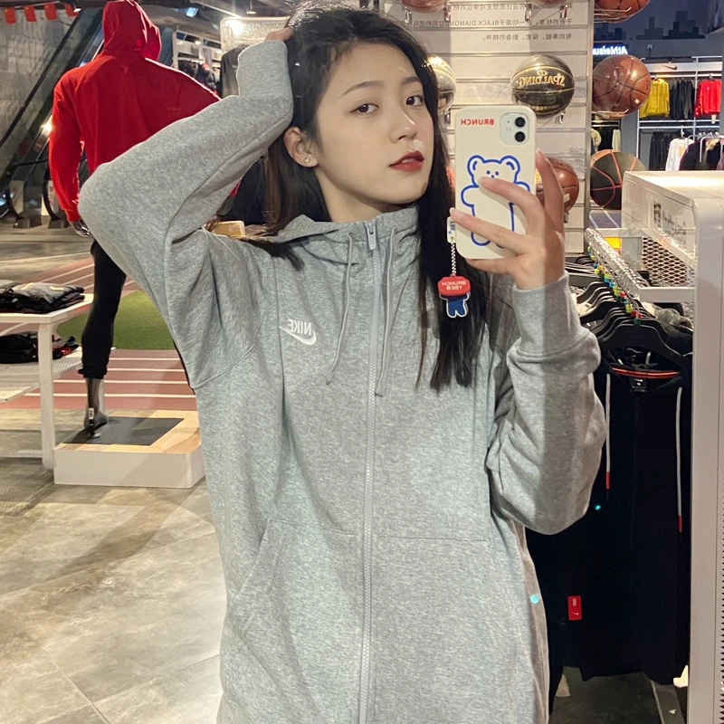 NIKE耐克外套男装秋季新款连帽健身休闲训练灰色运动服夹克BV2649