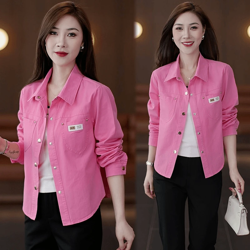 纯棉短款秋季外套2024新款长袖春秋装显瘦洋气小个子休闲百搭时尚