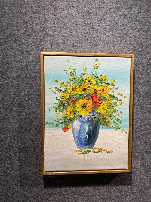 家居饰品油画纯手绘油画瓶花