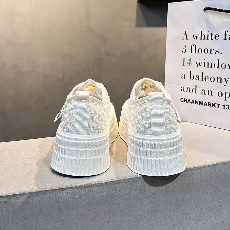 时尚网纱透气女款鞋2025年春季新款蕾丝小香风镂空小白鞋女59337