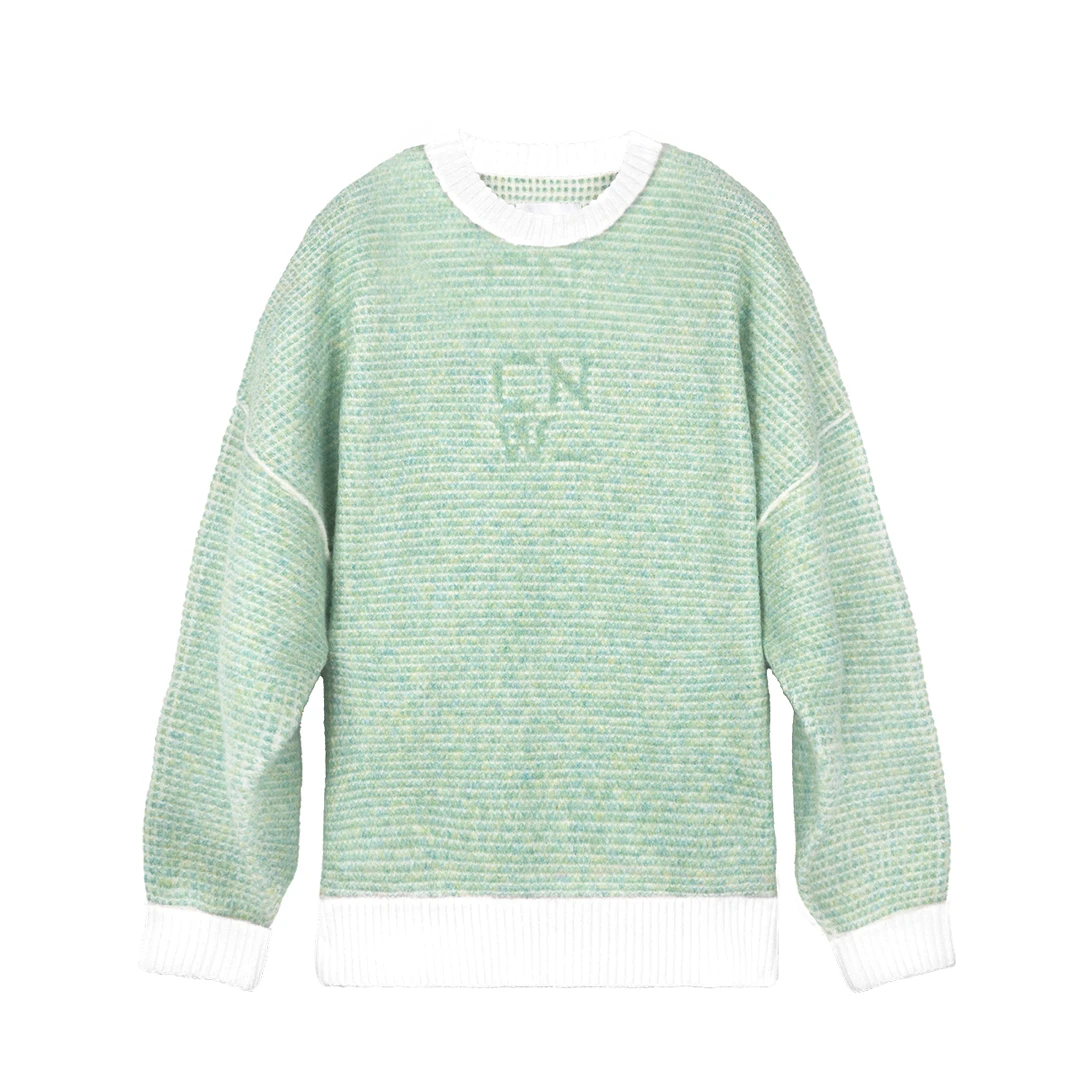 CANOTWAIT_陈伟霆 休闲撞色经典LOGO套头毛衣宽松潮流情侣时尚